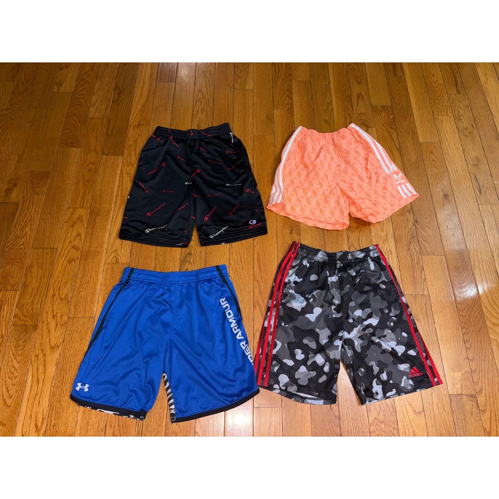 Kids Athletic Shorts Bundle Adidas Under Armour Champion Size XL Camo Blue 4pk